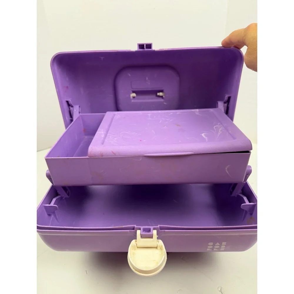 Vintage Caboodles Makeup Organizer Lilac Marble Purple Case Mirror 90s Style